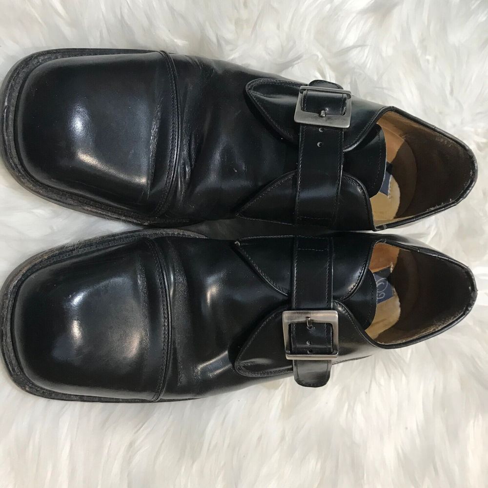 Fratelli Strap Cap Toe Dress Shoes Black Leather ITALY 10.5 EU43